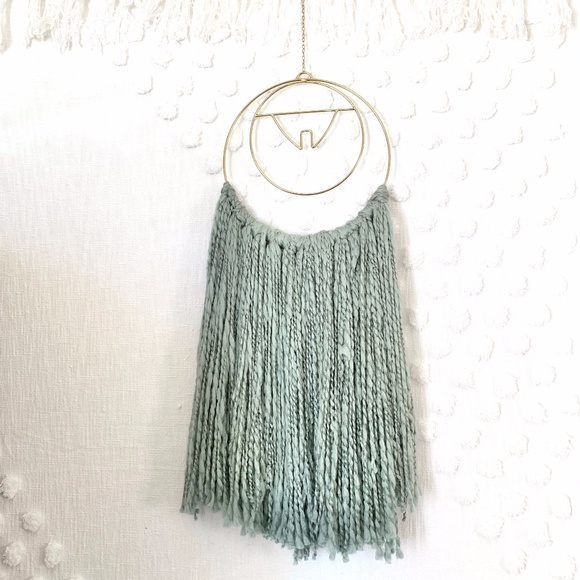 Other - GOLD METAL CIRCLE GRAY FRINGE WALL DECOR BOHO